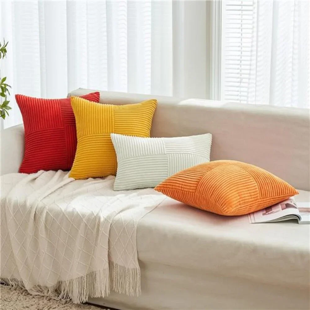 Pack of 2 Christmas Pillow Covers Red 18x18 Inch Boho Decorative